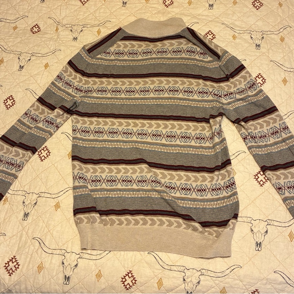 Tasso Elba Men's Striped Crewneck Sweater - Brown and Cream